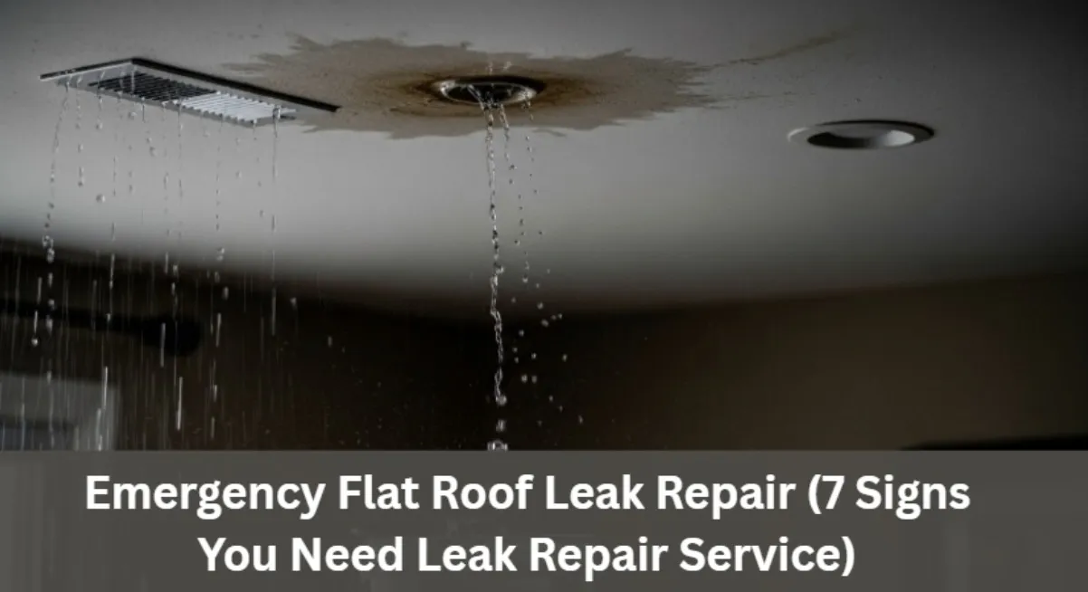 A view of a leaking roof showing the need for emergency roof leak repair service.